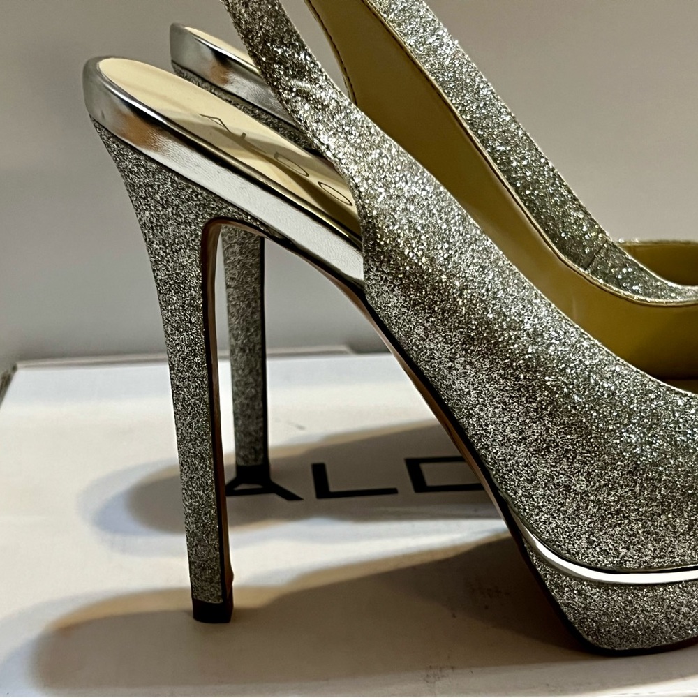 Silver Glittered Platform Heel - image 4